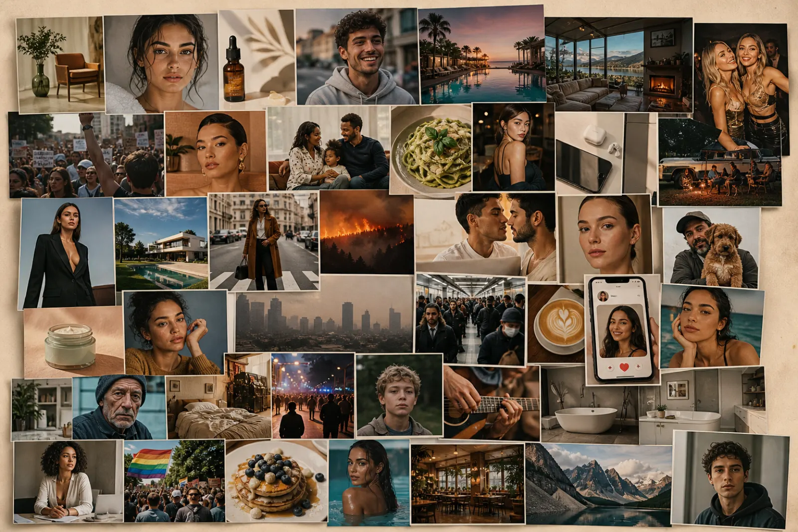 A wall of photos that all look real. Some of them never happened.